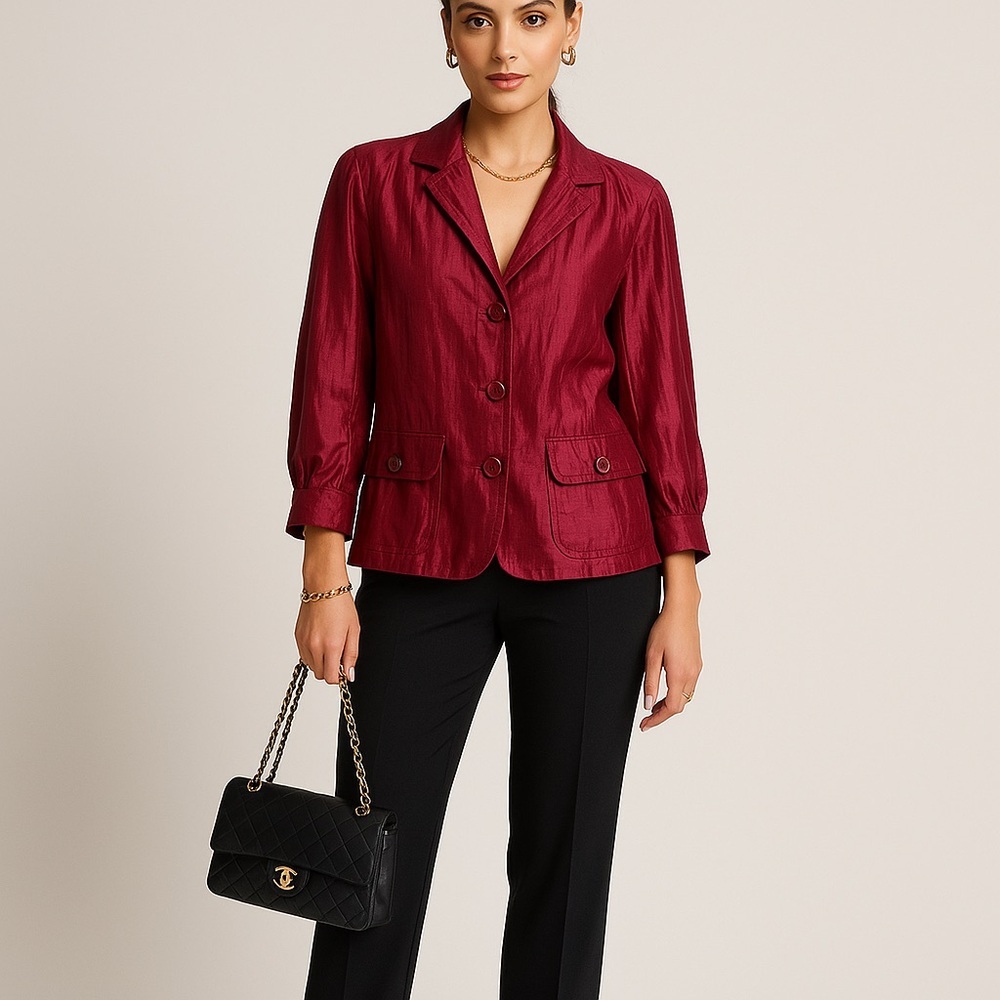 Chico’s Mikhalia Lightweight Jacket Size XL Linen Blend Belmont Long Sleeve